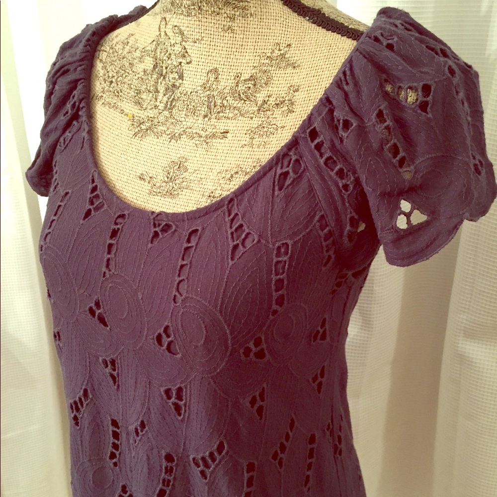 Lu Lu Lame Anthropologie Gray top sz Small